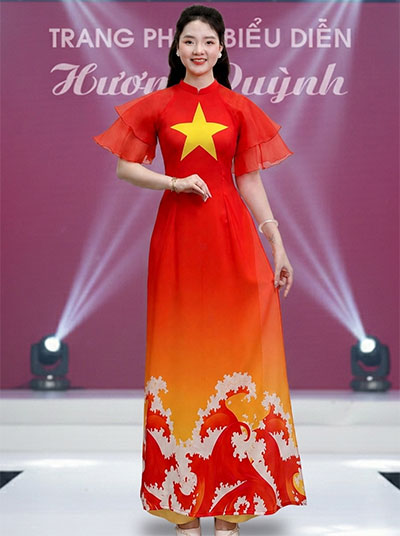 Áo dài sao vàng tay tiên